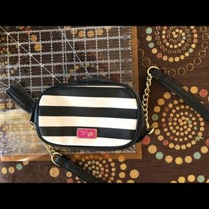 Betsy Johnson Black white stripe mini purse